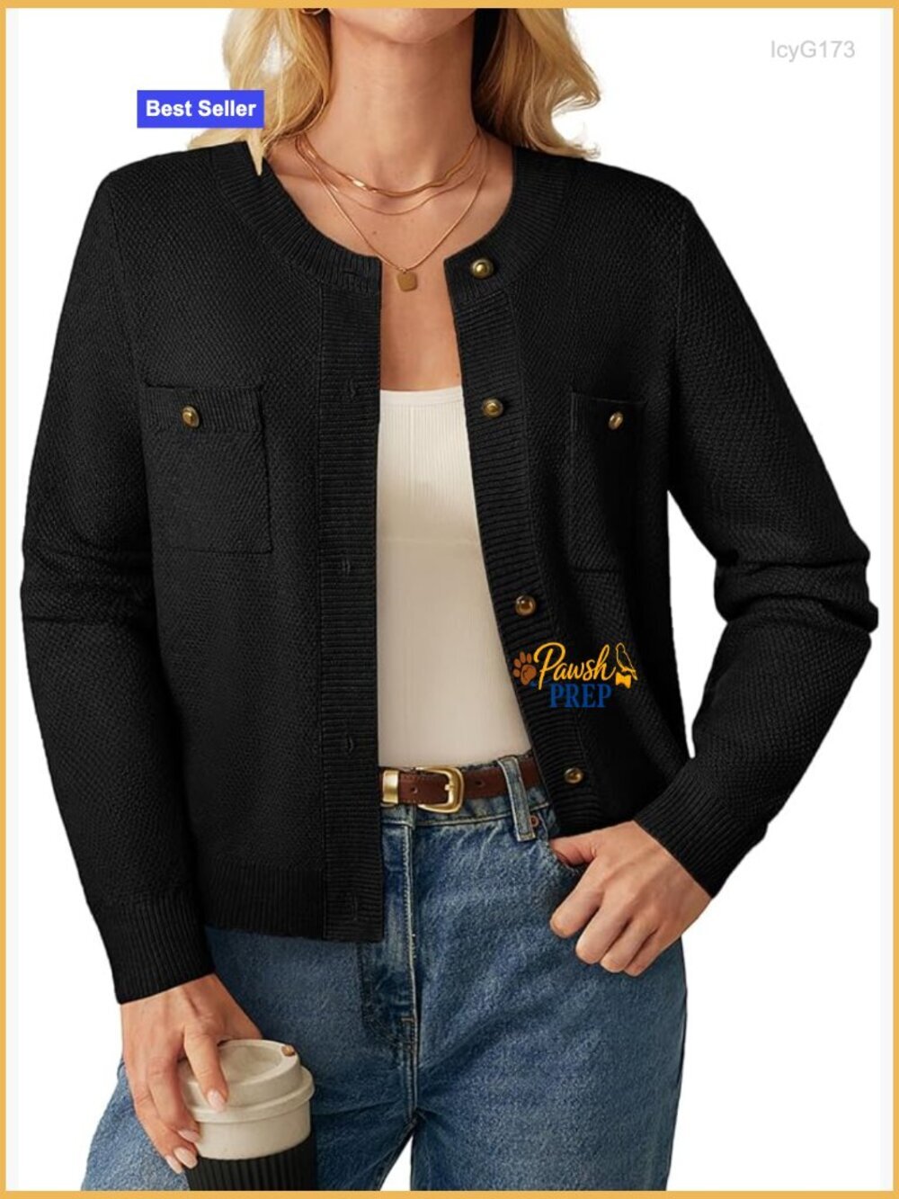 Women Tweed Cardigan Sweaters Casual Lightweight Cropped Knit Blazer Outfits
